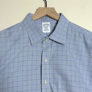 Brooks Brothers Regent Non-Iron Supima Cotton Check Shirt Blue Green 17.5 36